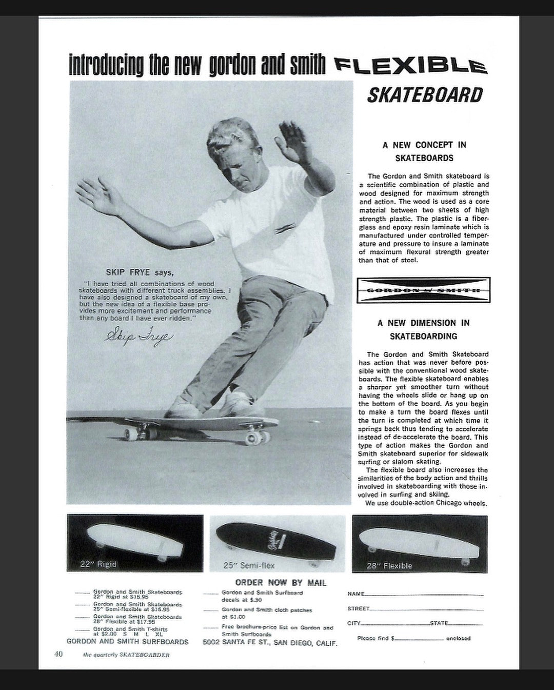1964/65 The First Flexible Skateboard by Gordon & Smith