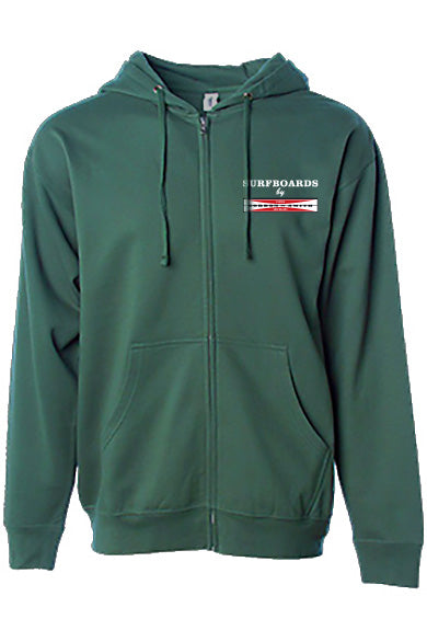 Original Logo Front Zip Hooded Sweatshirt Alpine Green G S Surfboards Skateboards