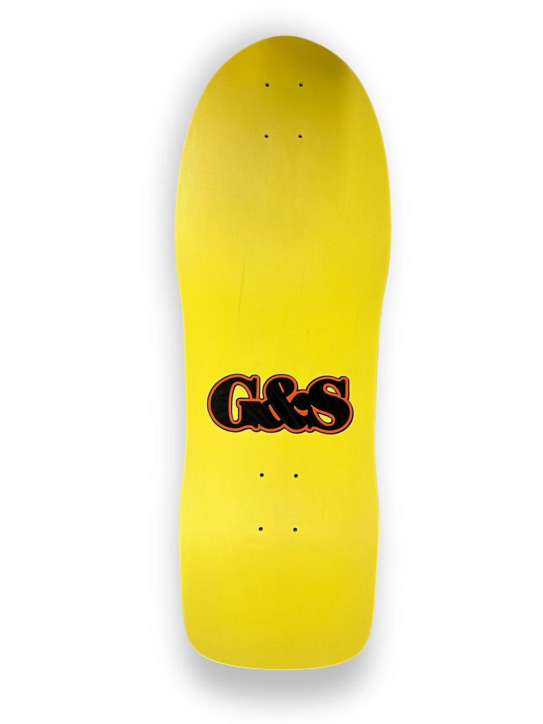 G&S FoilTail Yellow Deck with Orange Splat – G&S Surfboards